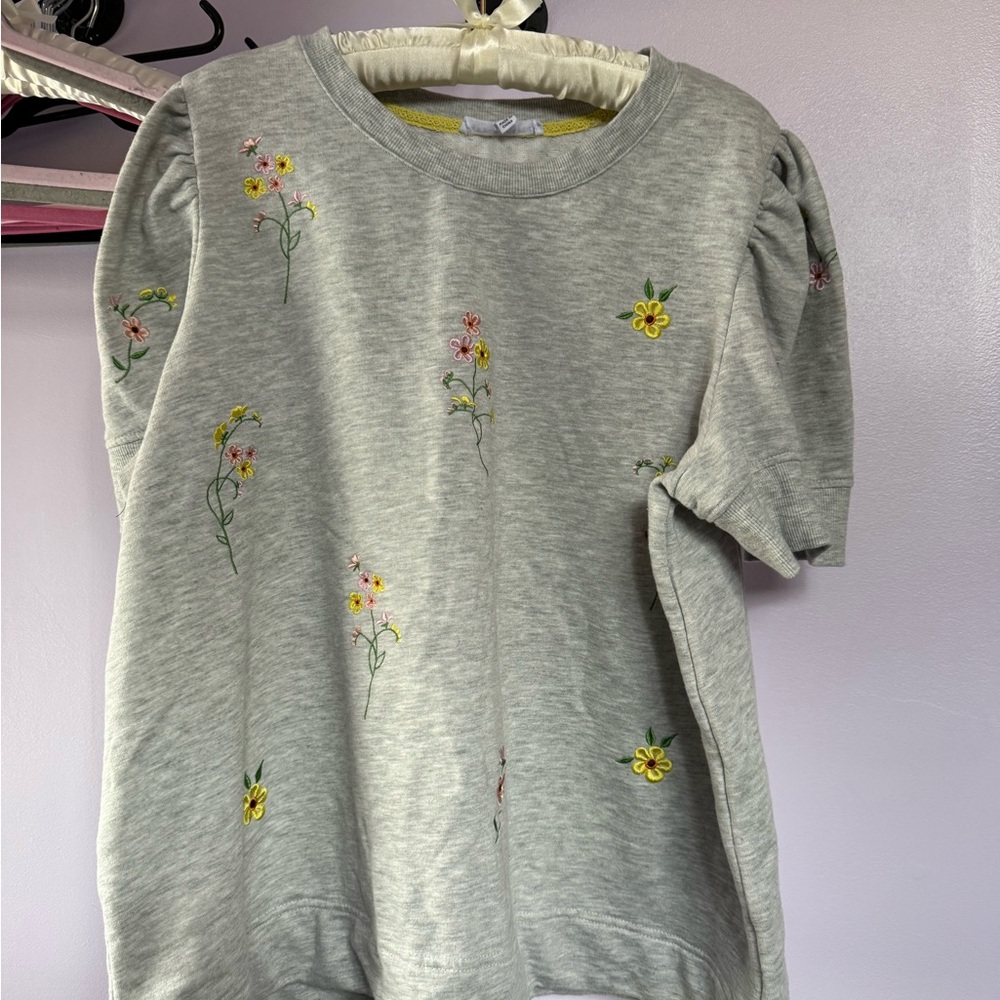 Jane Delaney Floral Embroidered  - Gray